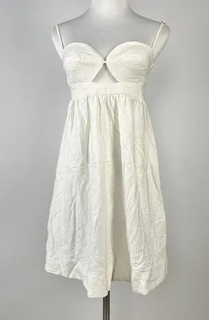 NWOT Farm Rio Linen Blend White Sleeveless Mini Dress Size L thumbnail 6