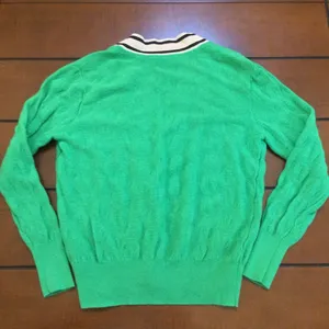 Sandro pointelle-knit sweater deep v neck green 0 thumbnail 7