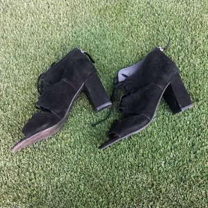 Franco‎ Sarto Black Gazella Suede Lace Up Block Heeled Boots 8.5 thumbnail 5