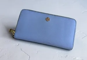 TORY BURCH Periwinkle Leather Zip Clutch Wallet thumbnail 1