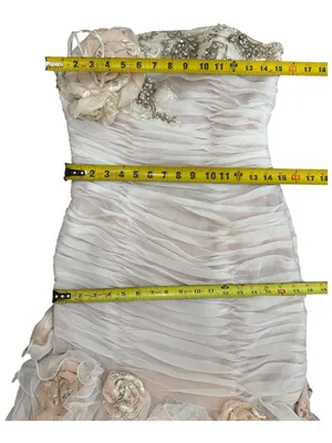 Mac Duggal Strapless Blush Pink Floral Ruffle Mermaid Gown Size 8 thumbnail 13