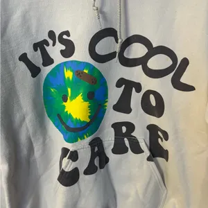 Lonely Ghost It’s Cool To Care Earth Smile Art Tan Hoodie MEDIUM thumbnail 3