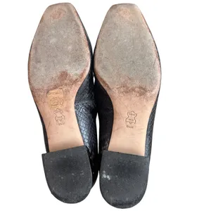 Tory Burch Jessa Horsehead Loafers Snake Patent Leather Black Gold 8.5 thumbnail 9