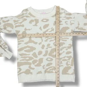 Pink Lily Animal Cheetah Print Balloon Sleeve Sweater Ivory Tan‎ Small thumbnail 12