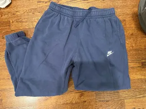 Nike Jordan Dark Blue Sweatpants with White Swoosh Accent thumbnail 1