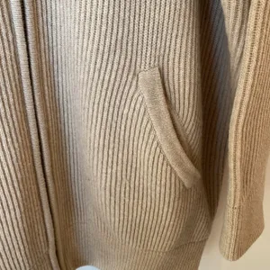 Classiques for Nordstrom Knit Zip Cardigan Tan Size M Lambswool Cashmere preppy thumbnail 2