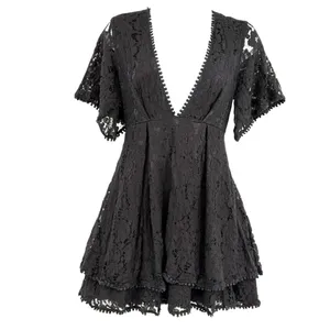 Showpo Lace Mini Dress 6 Whimsigoth Romantic Babydoll Deep V Fairy Grunge Y2K thumbnail 2
