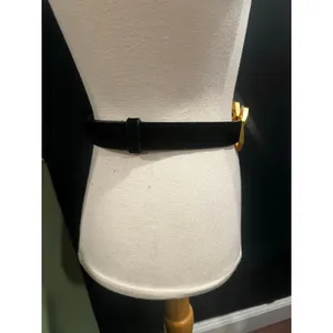 Zara Black Belt with Oversized Textured Gold Geometric Buckle Small/Medium thumbnail 3
