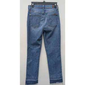7 For All Mankind Women's Edie Jeans Crop Straight Leg High Rise Blue Denim S 27 thumbnail 8