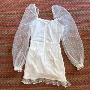 Lucy In The Sky White Mesh Puff Sleeve Polka Dot Bridal Dress thumbnail 4