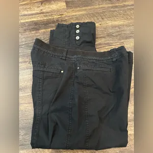 Stylish Black Pants with Button Detail Size 16 thumbnail 2