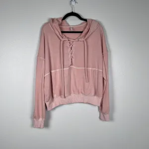 FP Movement Free People Believer Hoodie Pink Lace Up‎ Sweatshirt Womens M thumbnail 4