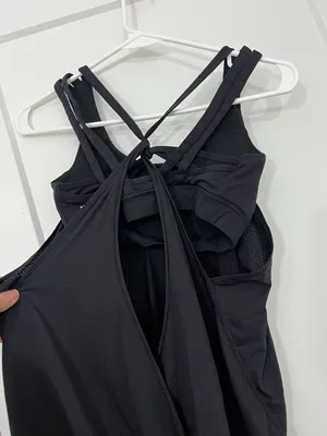 Lululemon Size 6 Black Nouveau Limits Built-In Shelf Bra Layered Tank Top thumbnail 5
