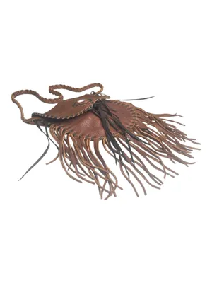 Vintage: OOAK Handmade ☀︎︎ Fringe Whipstitiched Medicine Bag ☀︎︎ Brown Leather thumbnail 10