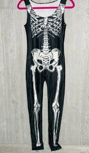 Skelton cat suit bones Halloween costume dress up cosplay medium thumbnail 1