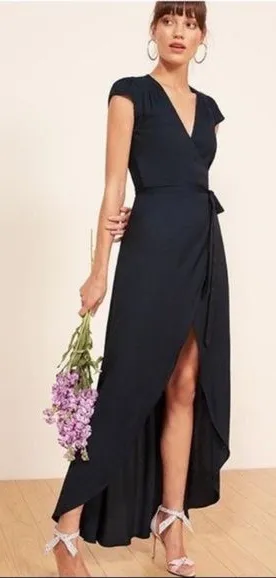 REFORMATION Navy Blue Chamomile Wrap Dress Size XS‎ thumbnail 1