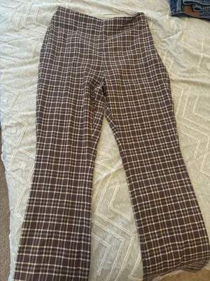 VICI Brown Plaid Flare Pants thumbnail 1