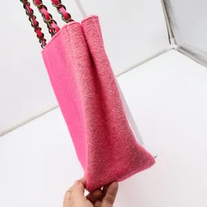 Bath & Body Works Goldie Pink Boucle Tote Bag Limited Edition Chain Strap Bow thumbnail 8