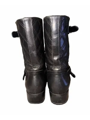 Aquatalia by Marvin K Italy Black Moto Leather Quilted Boots Size 8.5 Fall thumbnail 3