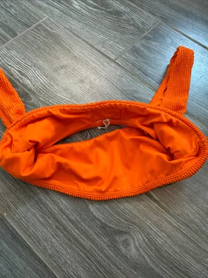 Daily Drills Neon Orange wave Textured Bikini Top size XS/S EUC thumbnail 3