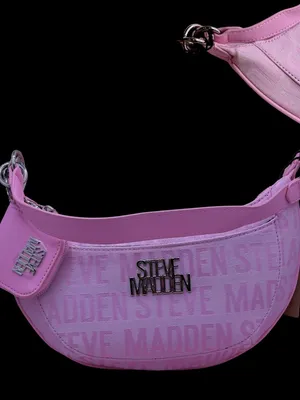 Steve Madden Pink Baguette Shoulder Bag Logo Print NWT thumbnail 10