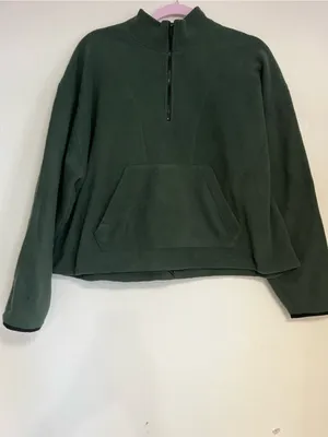PINK Victoria's Secret Olive Green Half-Zip Fleece Pullover thumbnail 2