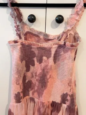 Free People Tessa Smocked Midi Dress NWT XS Pink Floral Ruched REVOLVE thumbnail 9
