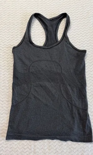 Lululemon Swiftly Tech Racerback Tank Top Black Grey Striped Size 4 thumbnail 1