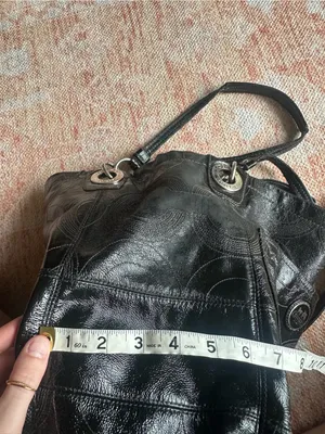 Y2K vintage coach Alex stitched patent leather tote black thumbnail 7