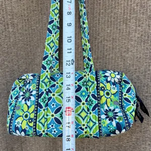 Vintage Vera Bradley Duffle TRAVELER Bag Flower Daisys Blue Green Bag thumbnail 7
