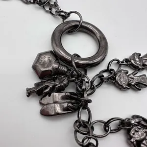 Pardma Paris charm parfum bottle shoes‎ dangle chain necklace gunmetal thumbnail 4