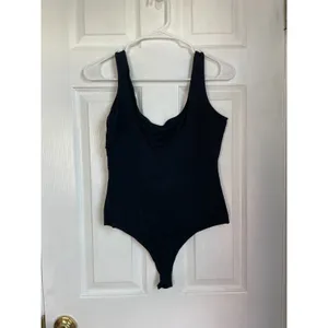 Pumiey Square Neck Bodysuit Womens M Black Slim Fit Soft Feel thumbnail 2