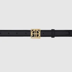 Anine Bing AB Monogram Leather Belt in Black with Gold Hardware - NWT thumbnail 2