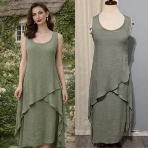 Exist Womens Maxi Dress S Sage Green‎ Textured Layered Asymmetrical Cottagecore thumbnail 2
