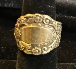 Vintage silver plate spoon ring size 5.5 thumbnail 1