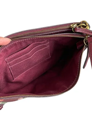 Fossil Devon Carbenet Wine Pebble Leather Dot Crossbody Shoulder Bag thumbnail 10