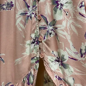 Xhilaration Smocked Blush Pink Floral Hi-Lo Dress XL thumbnail 5