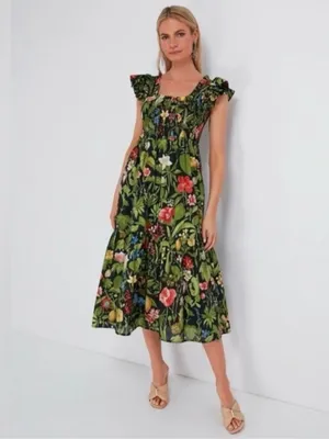Tuckernuck Noir Blooming Botanical Mallie Midi Dress Small thumbnail 2