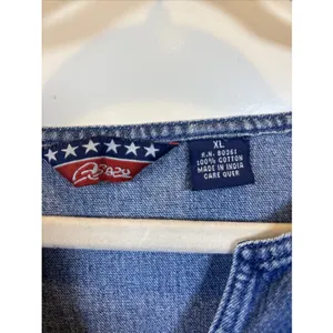 Vintage Agapo Womens Denim Shirt Size XL Embroidered Flowers Boho Cottage Top thumbnail 2