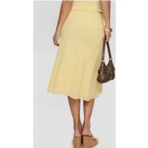 Princess Polly Yellow Textured Midi Skirt High Waisted Side Ruched US 4 thumbnail 2