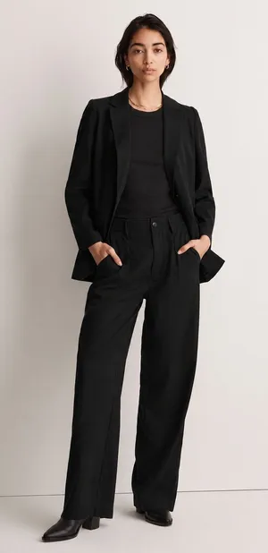 Madewell Neale‎ Pleated Wide-Leg Pants 6 Black High Rise Trousers NWT NL214 thumbnail 1