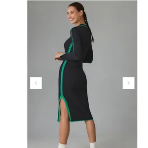 DAILY PRACTICE ANTHROPOLOGY Long-Sleeve Black Green Sporty Sweater Dress NWT XL thumbnail 2