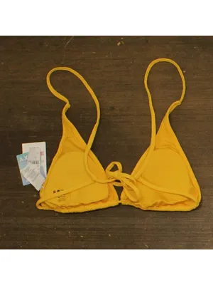 NWT Roxy Womens Tiki Triangle Tie-Back Bikini Swim Top 52038270405 Yellow XL thumbnail 4