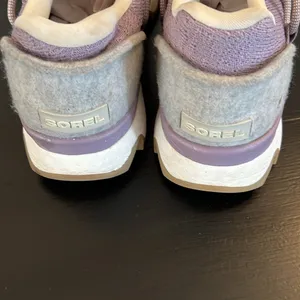 Sorel Kinetic Lite Lace Sneakers Lavender Purple Knit‎ Grey Felt Women 7.5 thumbnail 4