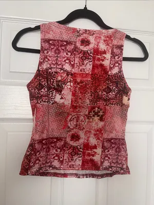 Princess Polly Red Patchwork Print Sleeveless Top thumbnail 2