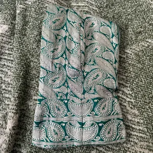 Green and silver paisley strapless top thumbnail 2
