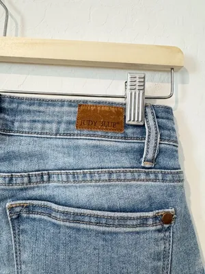 Judy Blue Jeans Size 25 Blue Mid Rise Relaxed Fit‎ Raw Hem Denim Grunge Indie thumbnail 7