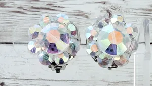 Vintage Clip On Earrings Iridescent 7/8" thumbnail 1