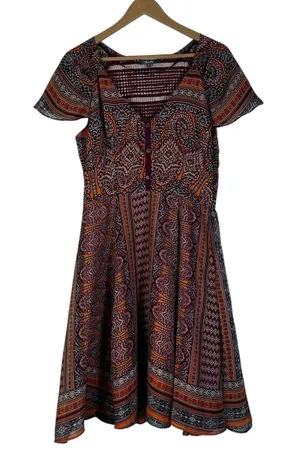 Miss Me Fit & Flare Dress Womens L Multicolor Batik Boho Tribal Hippie Gypsy thumbnail 1