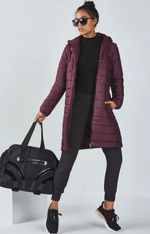 Fabletics Lucca Puffer Womens Size Medium Burgundy Maroon Purple EUC thumbnail 1